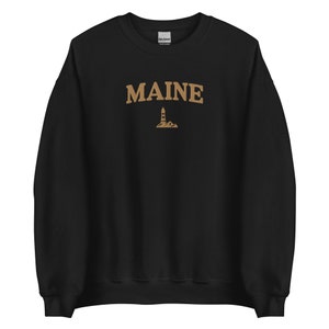 Maine Vintage Crewneck Sweatshirt Embroidered, Lighthouse Sweater - Etsy