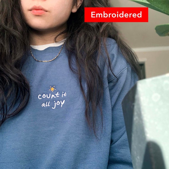 embroidery crew neck sweatshirt