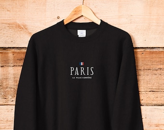 Paris Sweatshirt, Vintage crewneck embroidered