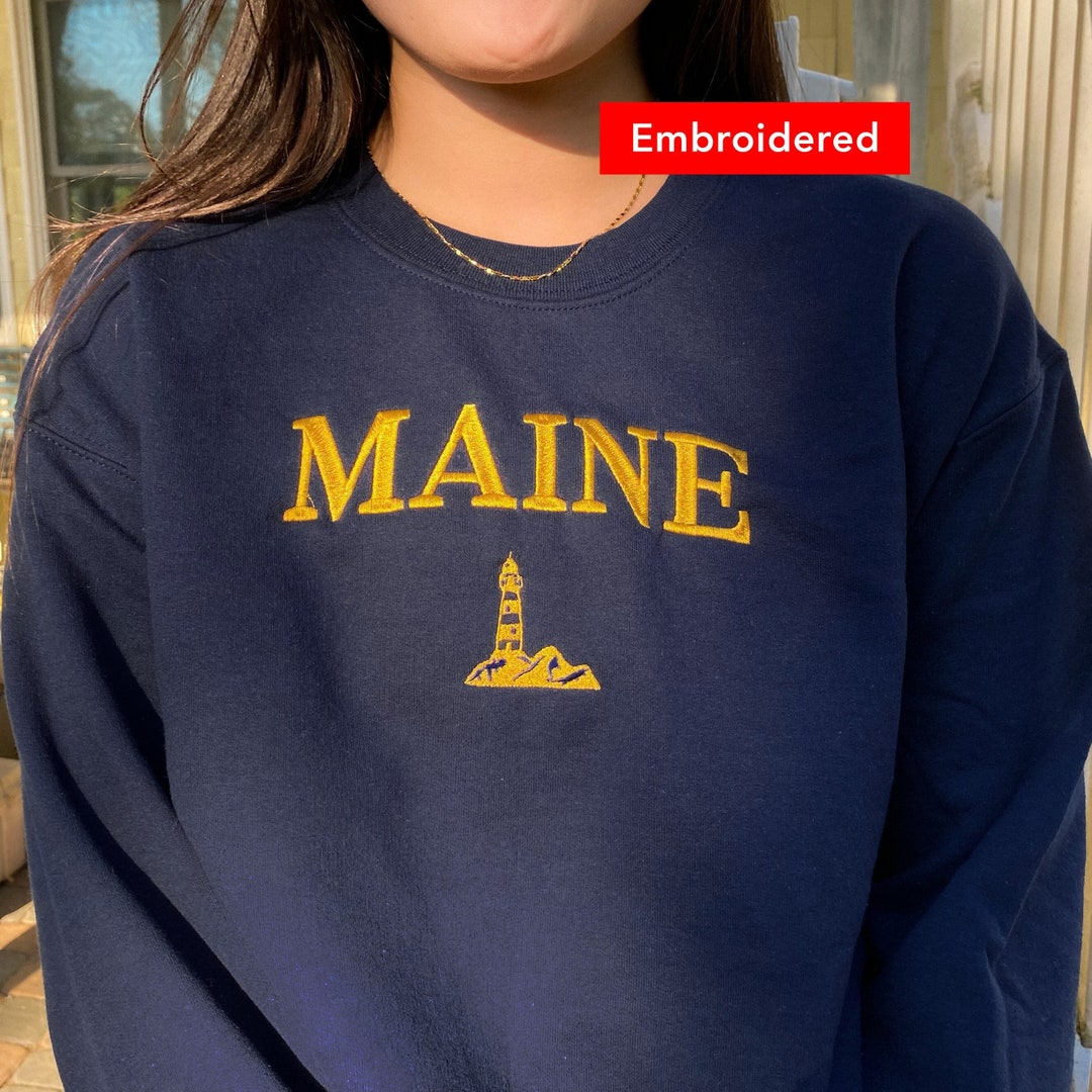 Maine Vintage Crewneck Sweatshirt Embroidered, Lighthouse Sweater Etsy