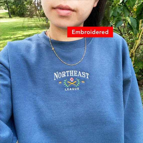 Baseball Sweatshirt Embroidered, Vintage Sporty Crewneck