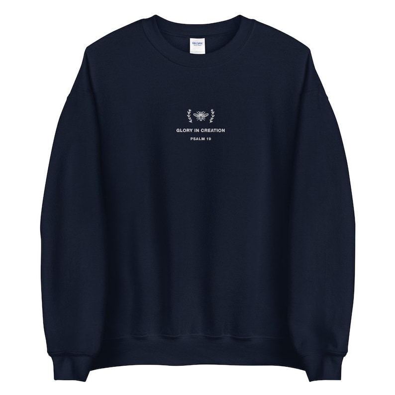 Glory in Creation Psalm Christian crewneck sweatshirt, embroidered bee sweater image 7