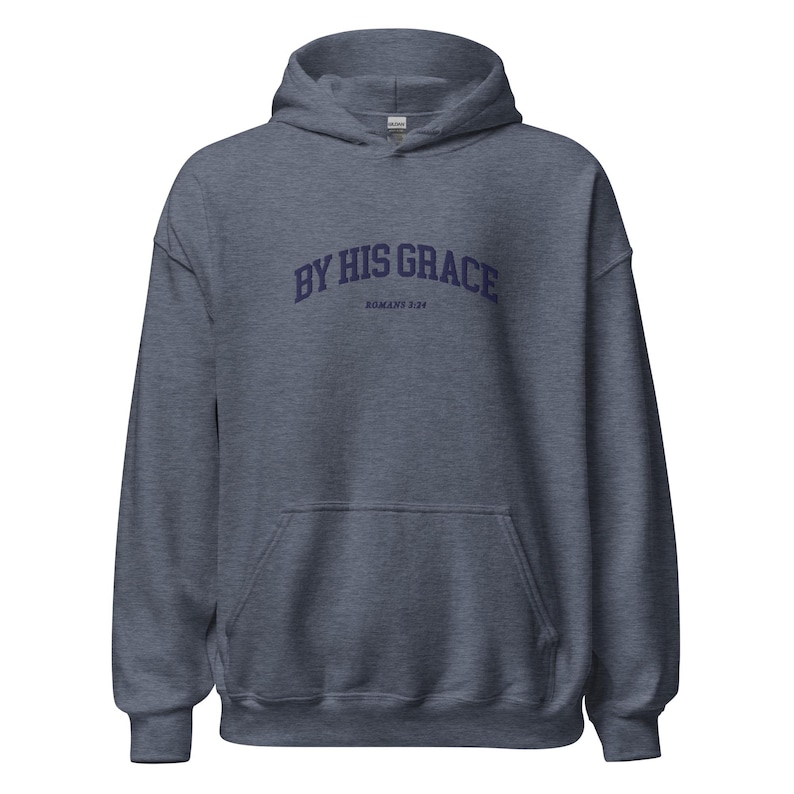 By His Grace | embroidered Christian hoodie vintage, Christian Men Gift, faith streetwear, aesthetic Christian gym apparel