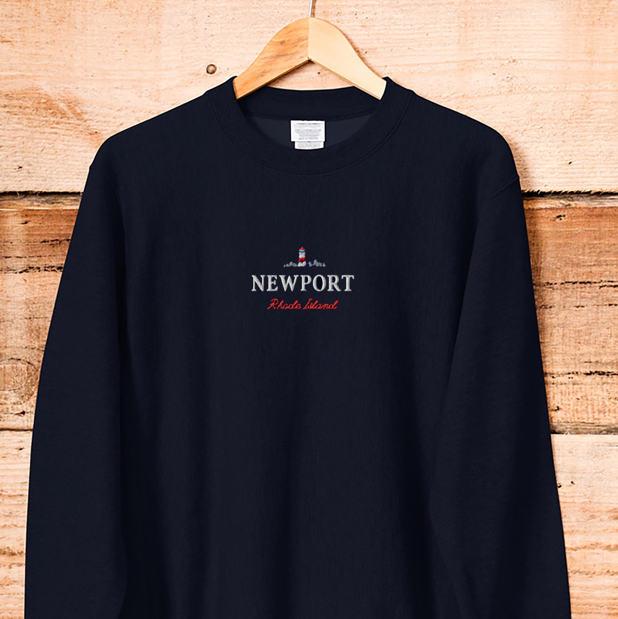 ★STONE ★ Fleece Graphic SweatshirtNewport NavyLT Spo Newport Rhode Island Vintage Sweatshirt, Beach Embroidered