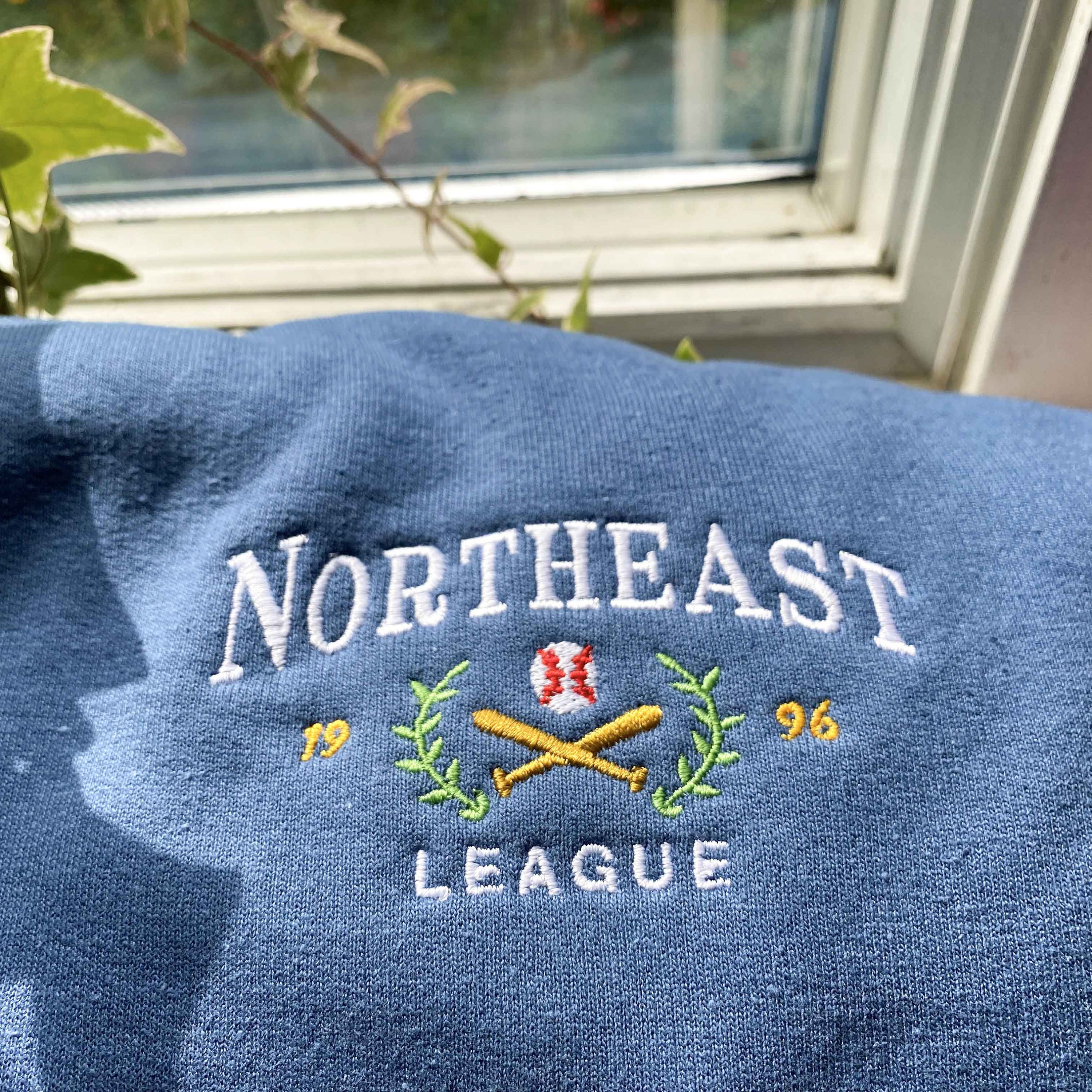 Baseball Sweatshirt Embroidered, Vintage Sporty Crewneck