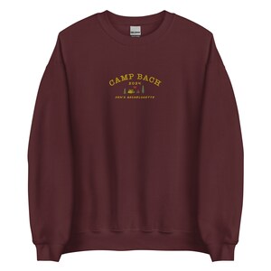Custom Camp Bachelorette Embroidered Sweatshirt, Personalized Vintage Camp Bach crewneck, Hiking Bridal Party sweater, Lake Bachelorette,