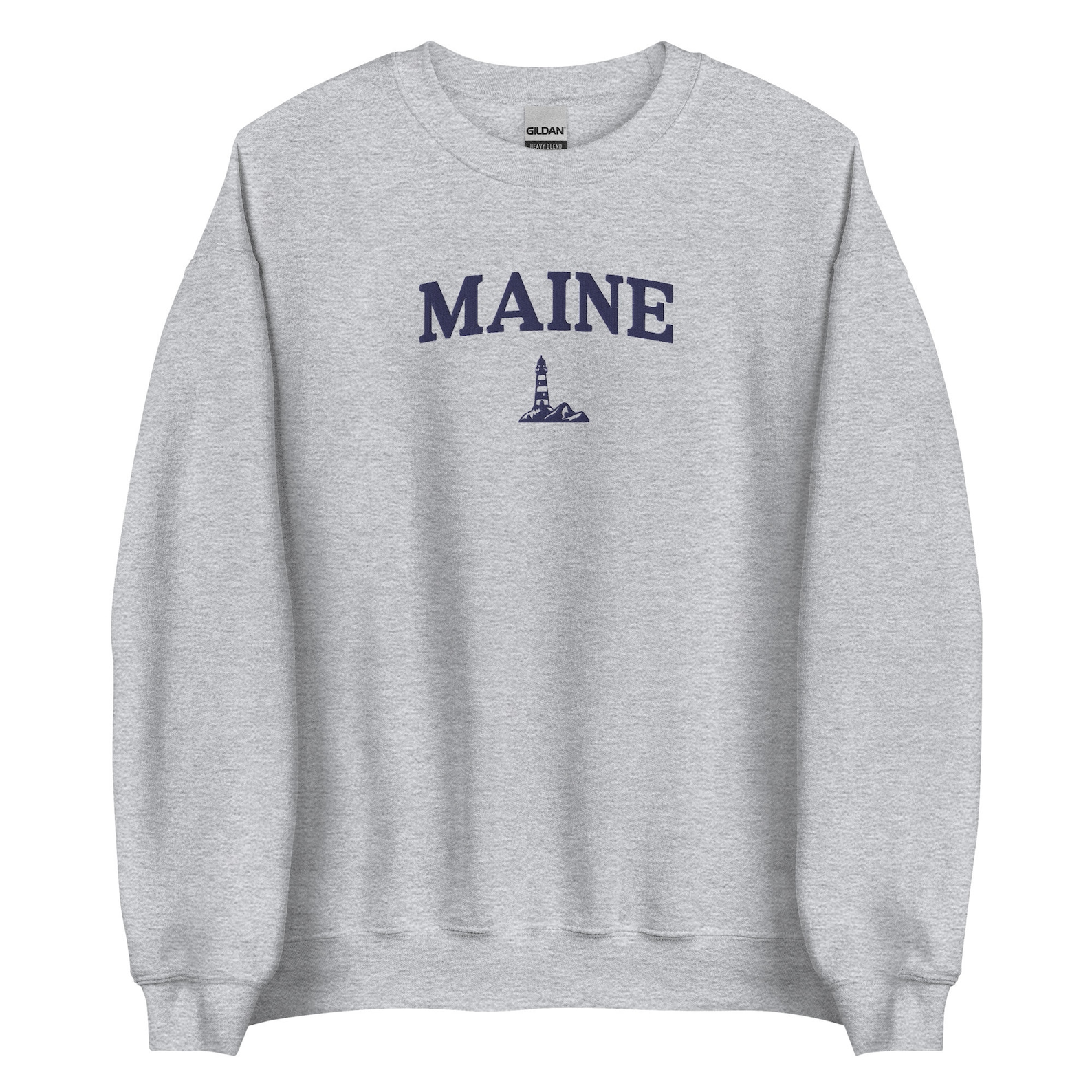 Maine Vintage Crewneck Sweatshirt Embroidered Lighthouse Etsy