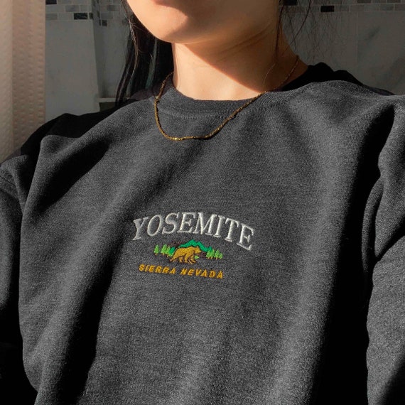Yosemite Vintage Sweatshirt, Embroidered Crewneck Sweater