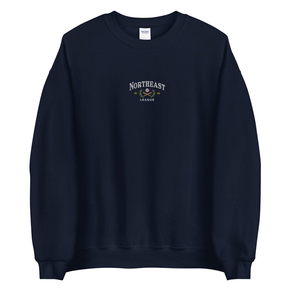 [GRAVER]★BASEBALL BLUE LOGO EMBROIDERY SWEATSHIRT Baseball Sweatshirt Embroidered, Vintage Sporty Crewneck