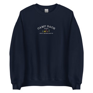 Custom Camp Bachelorette Embroidered Sweatshirt, Personalized Vintage Camp Bach crewneck, Hiking Bridal Party sweater, Lake Bachelorette,