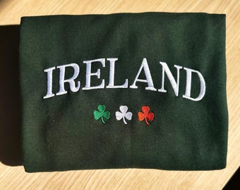 Sudadera bordada de Irlanda, cuello redondo con trébol, regalo para el Día de San Patricio