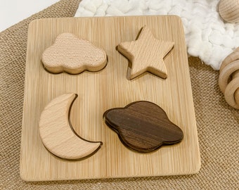 Wooden Baby Puzzle: Montessori Toy with Shapes