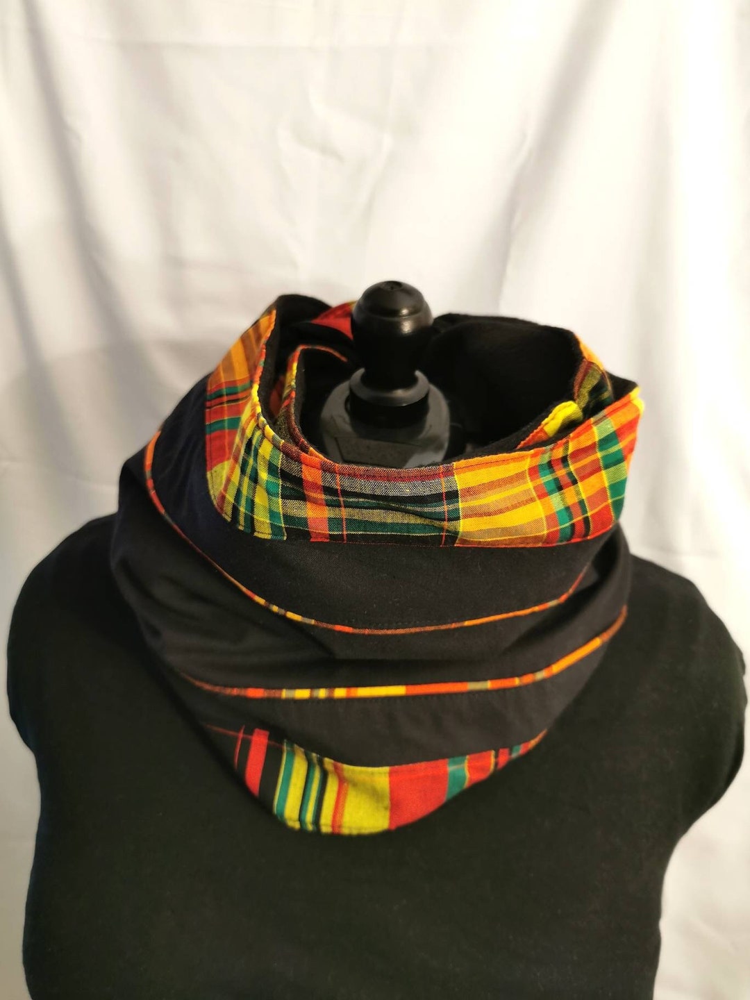 Snood / Écharpe Infinity Ethnique - Wax Africain & Madras - Fait Main En France - Multicolore
