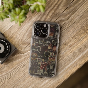 Vintage Rock Band Clear Phone Case, Music Lover Gift, Phone Accessory, Concert Memorable, Customizable Designs