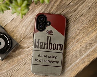 Marlboro Style Warning Phone Case | Retro Cigarette Pack Design