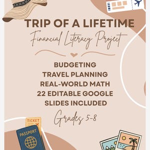 Trip of a Lifetime Project | Financial Literacy Activity | Middle School Math | Career & Life Skills