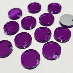 20 pcs 14mm Laser Cut Purple Mirrored Acrylic Circles with or without 2mm hole