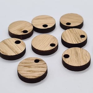 20 pcs 14mm Oak Wood Laser Circles with or without 2mm hole