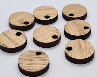 20 pcs 14mm Oak Wood Laser Circles with or without 2mm hole