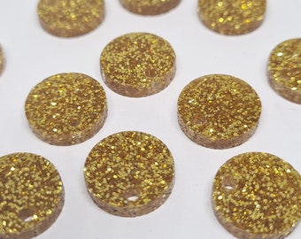 20 pcs 14mm Laser Cut Gold Glitter Acrylic Circles with or without 2mm hole