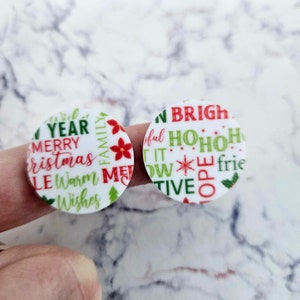10 pcs 25mm Laser Cut CHRISTMAS TEXT Acrylic CIRCLES