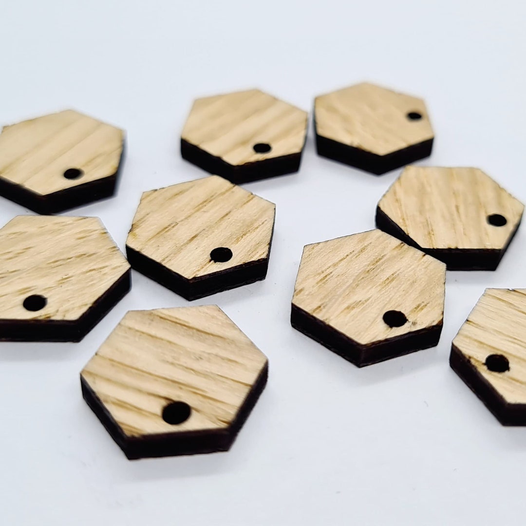 20 Pcs 14mm Laser Cut Oak Wood Hexagon With or Without 2mm Etsy