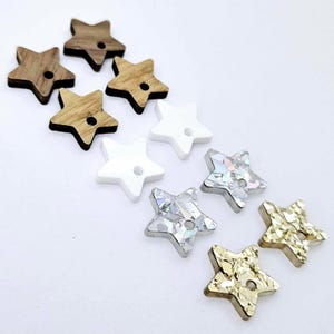 16mm NEUTRAL Acrylic/Wood STAR TOPPERS Earring Blanks