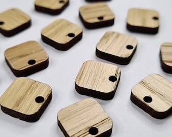 20 pcs 12mm Laser Cut Oak Veneer Square with or without 2mm hole