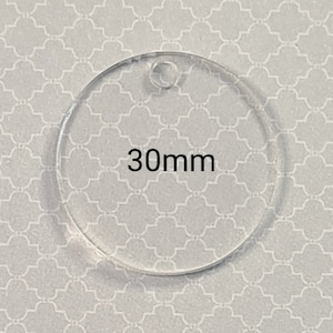 Laser Cut Acrylic Clear 30mm Circle Disc 5 Pack (Flat, No Hole)