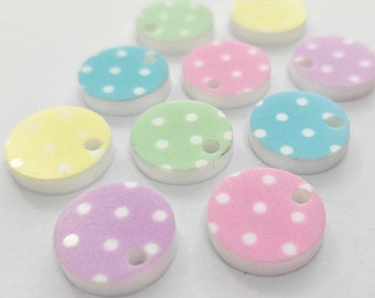 20 pcs 14mm Laser Cut Pastel POLKA DOT Acrylic Circles with or without 2mm hole