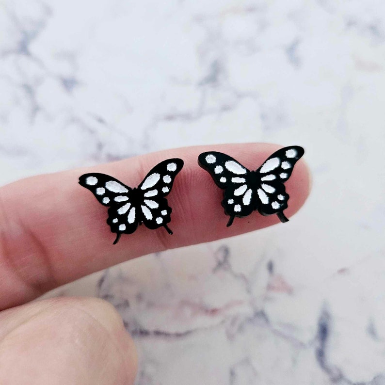 10pcs 16mm Laser Cut GLOSSY BLACK Acrylic BUTTERFLIES Etsy Australia