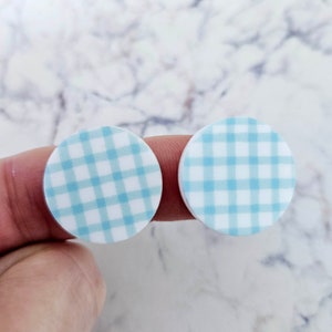 10 pcs 20mm Laser Cut BLUE GINGHAM Acrylic CIRCLES