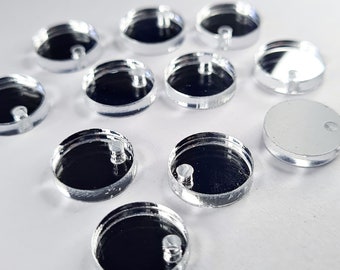 20 pcs 14mm Laser Cut Silver Mirrored Acrylic Circles with or without 2mm hole