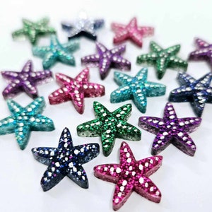 10pcs 16mm Laser Cut GLITTER Acrylic STARFISH MIXED Pack