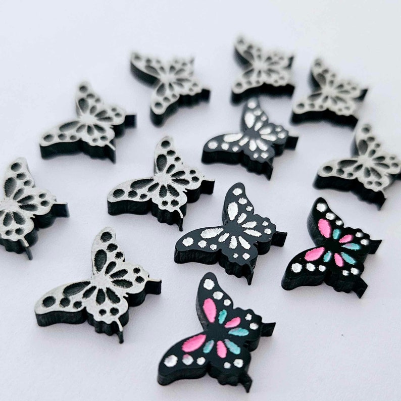 10pcs 16mm Laser Cut GLOSSY BLACK Acrylic BUTTERFLIES Etsy Australia