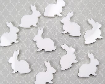 10 pcs 15mm Laser Cut Glossy White Acrylic Bunnies