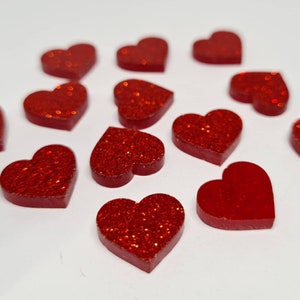 10 pieces (5 pairs) 14mm Laser Cut Red Glitter Acrylic Love Hearts