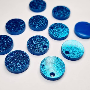 20 pcs 14mm Laser Cut  Sky Blue Glitter Acrylic Circles with or without 2mm hole