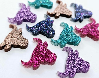 10 pcs 17mm Laser Cut GLITTER Acrylic Bull Head MIXED PACK