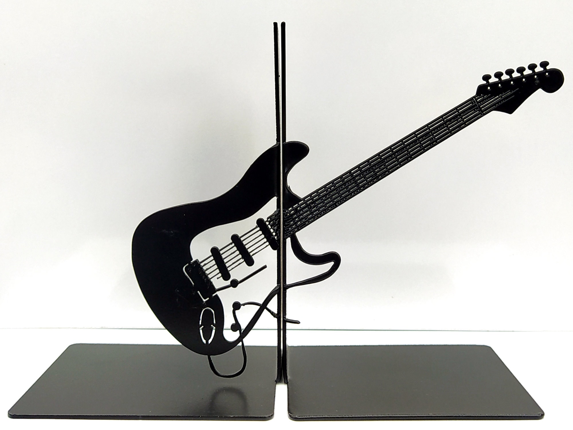 Guitar Bookends / Metal Bookends / Metal Book Accessories / Etsy