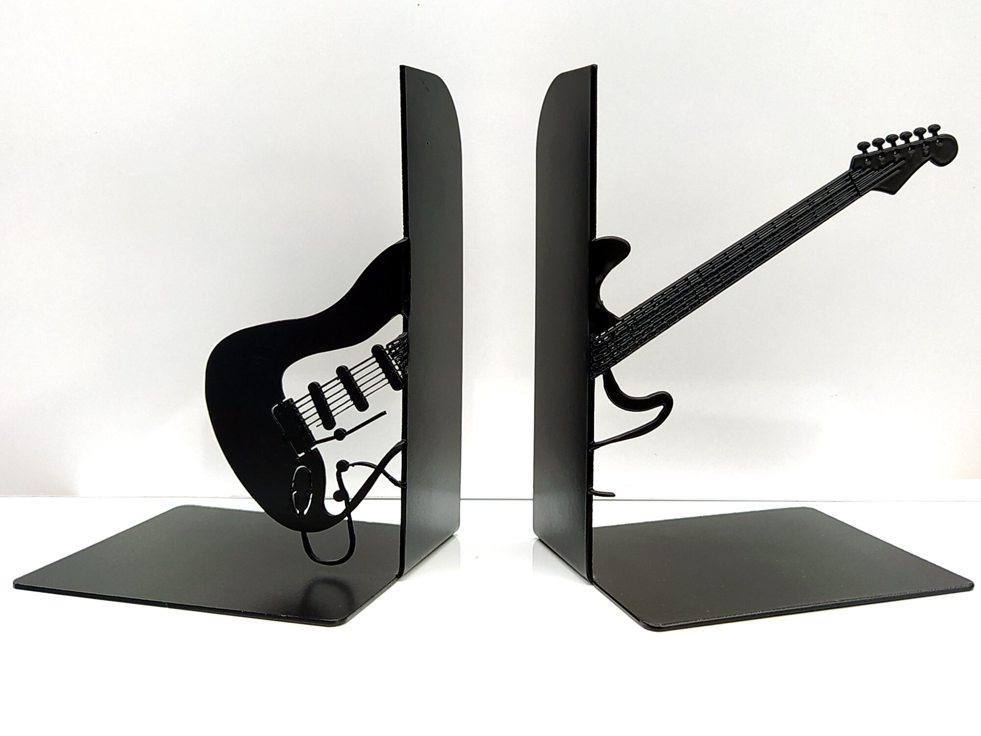 Guitar Bookends / Metal Bookends / Metal Book Accessories / Etsy