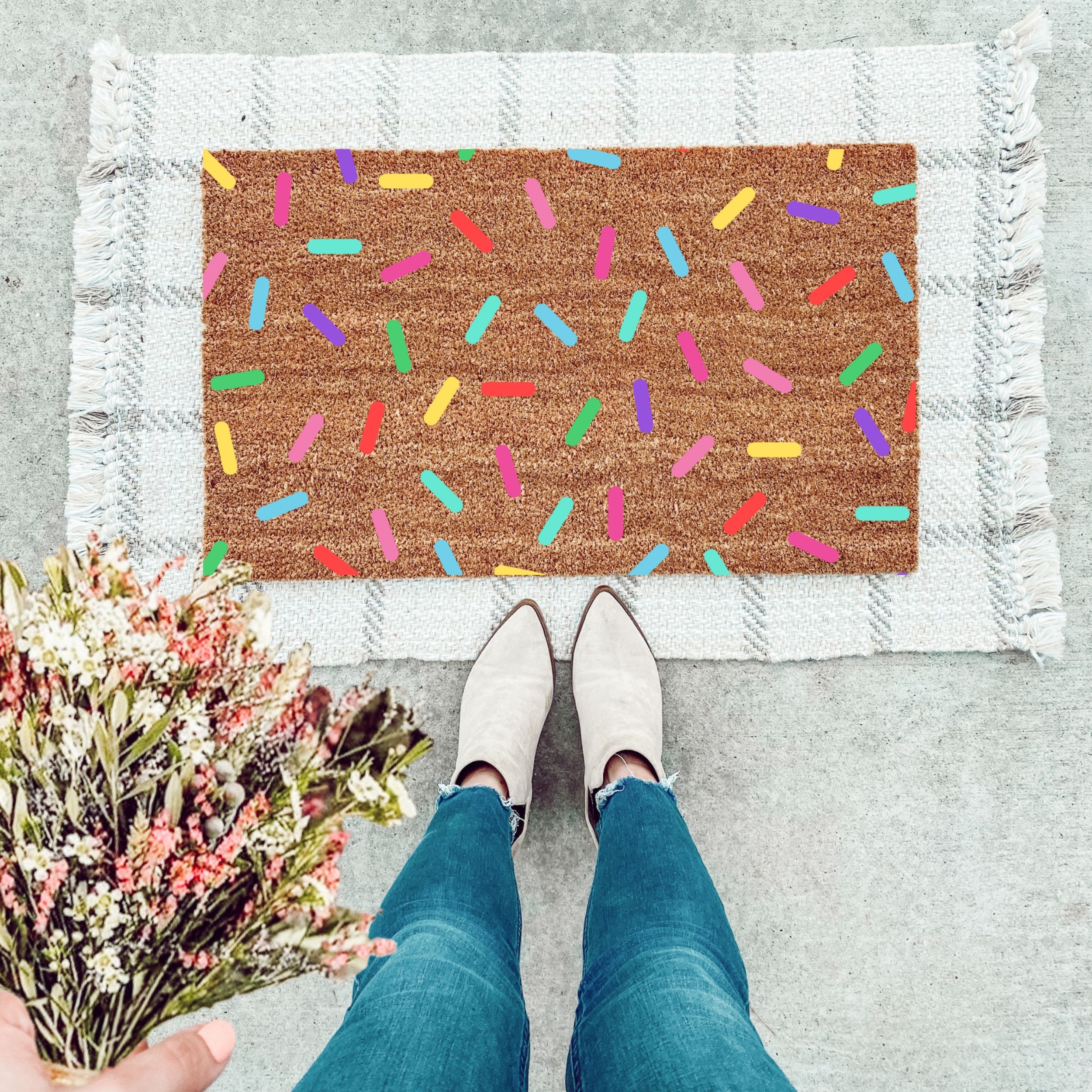 Sprinkle Rug Ice Cream Sprinkles Doormat | Sprinkles | Sprinkle Rug | Summer Decor ...