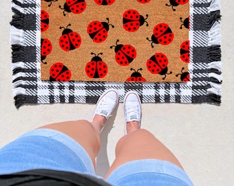 Ladybug Doormat, Spring Welcome Mat, Lady Bug Decor, Summer Decor, Lady bug Porch Decor