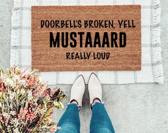 Kendrick Lamar Funny Welcome Rap Doormat, Doorbells Broken Mustard Hip Hop Rapper Doormat for Music Fans