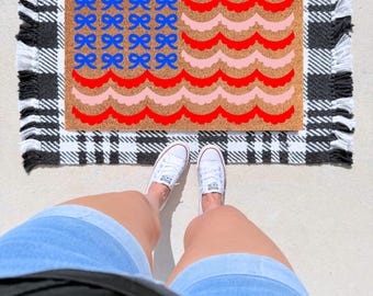 America 250th Anniversary Doormat, 1776 Doormat, Scallop Flag, Patriotic Home Decor, Front Door Mat, Porch Decor, 4th of July