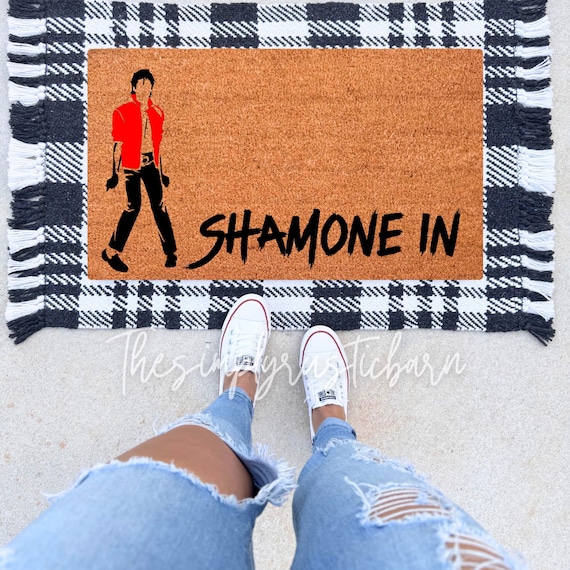 Shamone In Doormat – Funny Michael Jackson Inspired Welcome Mat | Pop Culture Front Porch Decor | Unique Gift for Music Lovers