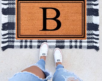 Personalized Family Initial Monogram Doormat, Custom Housewarming Doormat Gift,Closing Gift, Welcome Mat