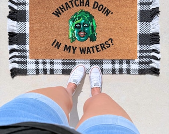 Old Gregg Doormat, Whatcha Doin In My Waters Welcome Mat, Funny Housewarming Gift