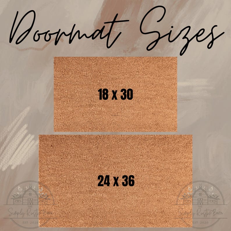May include: Two brown doormats with the measurements 18 x 30 inches and 24 x 36 inches printed in black.