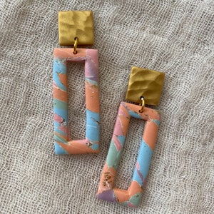 Polymer Clay Dangle Earrings- Clip-On Option